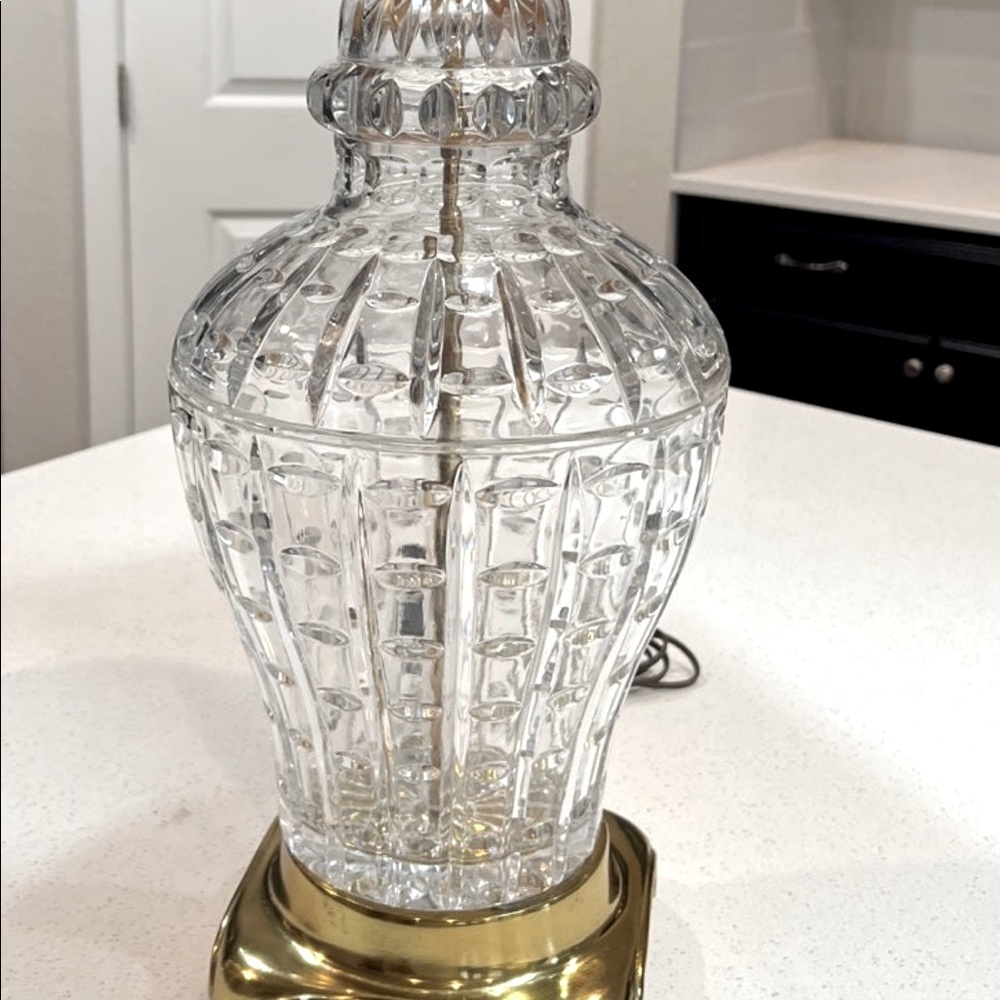 Paul Hanson Hollywood Regency Crystal & Brass Ginger Jar Lamp